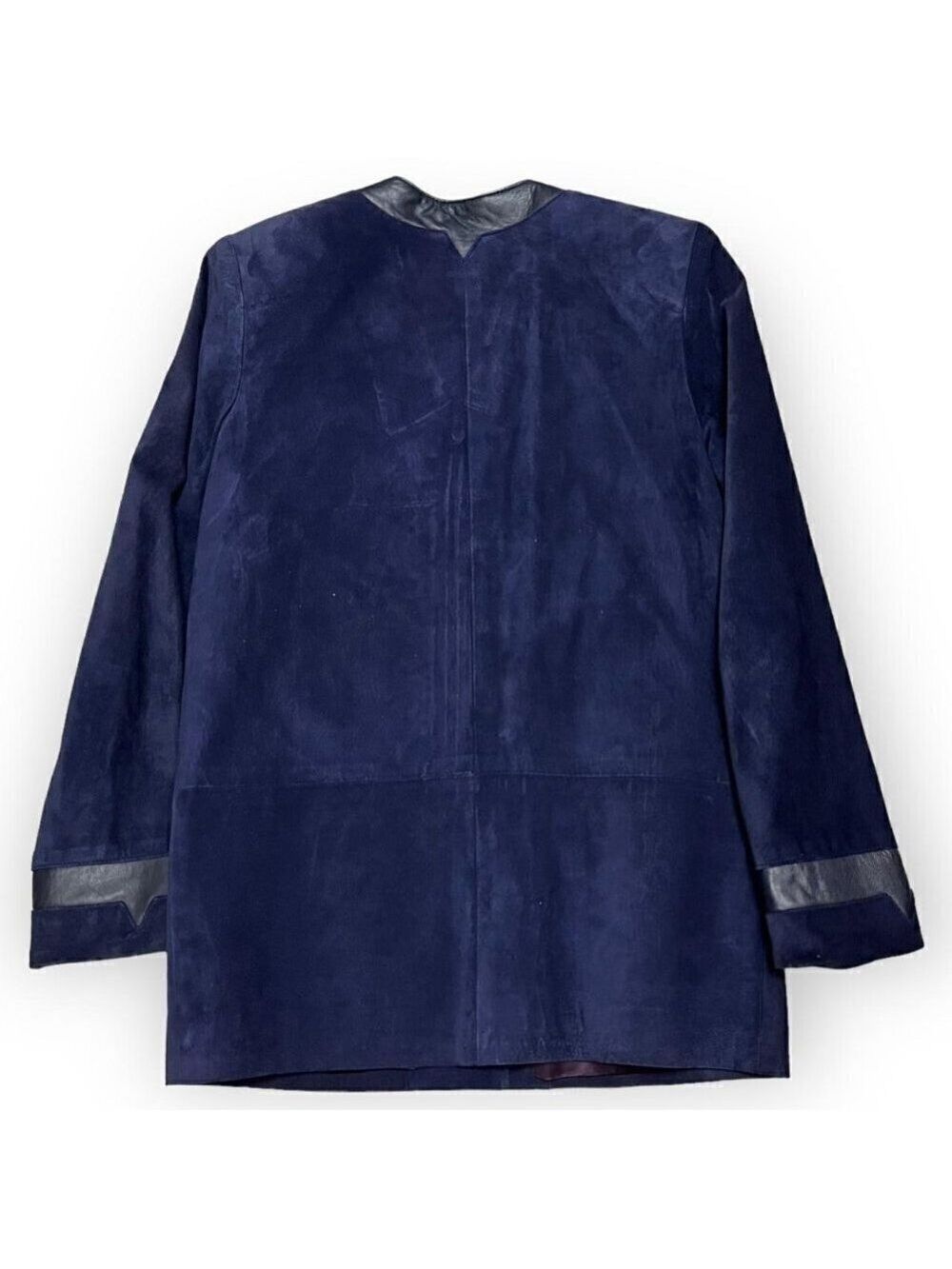 Vintage 90s Genuine LEATHER Suede DANIER Luxury Designer Blue Jacket - Womens XS - Picture 4 of 4